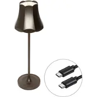 QAZQA Retro tafellamp donker brons oplaadbaar IP44 - Granny