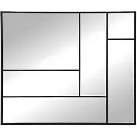 Vente-unique Industriële spiegel van metaal - B. 150 x H. 130 cm - Zwart - MALDONIA