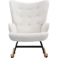 Vente-unique Schommelstoel van beige gechineerde stof ELMINA II