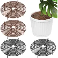 LONGZIMING Bloempot Bescherming tegen Katten en Kinderen - 4 stuks - Rooster voor Plantenbakken - Vrij gesneden - Beschermt Aarde en Planten in Huis en Tuin(zwart + koffie)