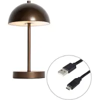 QAZQA Tafellamp voor buiten donkerbrons oplaadbaar incl. LED 3-staps dimbaar - Keira