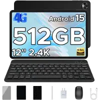 Doogee T40 Tablete Avec Clavier 8GB RAM+512GB ROM (TF 2TB) Helio G99 Batterij 8580mAh 11 "2.5K Android 15 Face ID Dual 4G LTE,Zwart