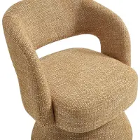 Vente-unique Draaibare fauteuil in geel mosterd getextureerde stof - NAROLIA