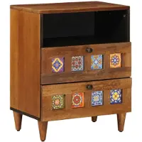 vidaXL Nachtkastje met lade Bruin 50 x 33 x 62 cm Massief Mango Hout