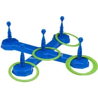 Eddy Toys Ringwerp Spel 7-Delig - Ring Gooien Spel voor Binnen en Buiten - Werpspel voor Kinderen - Toss Game met 5 Ringen en 2 Kruizen - Buitenspel Speelgoed - Blauw Groen