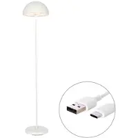 QAZQA Buiten vloerlamp paddenstoel wit oplaadbaar 3-traps dimbaar - Keira