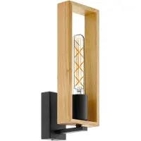 Eglo Littleton - Wandlamp - E27 - Zwart/Hout