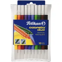 Pelikan - feutres colorella duo C407, rond, étui de 10 2 feutres avec 2 pointes - largeur de trait: 1,0 mm / 2,0 mmlavable sur la plupart des textiles assortis da