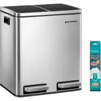 Songmics Vuilnisbak voor in de keuken, Zilver + Zwart