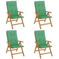 vidaXL Tuinstoelen 4 st verstelbaar met kussens massief teakhout