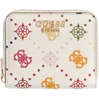 GUESS portemonnee Carrie Logo SLG Small Zip Around Biscotti Logo beige