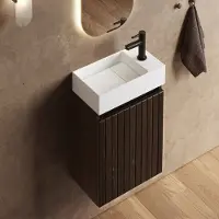 Fontana Itsie toiletmeubel kasteel bruin ribbelfront 40cm met fontein in mat wit