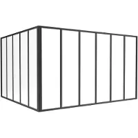Vente-unique Glazen hoekbinnenraam met industriële stijl van gepoedercoat aluminium - L180 x L150 x H105 - Zwart - BAYVIEW