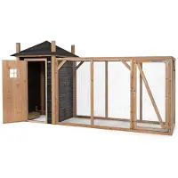 Voldux Hooiberg Mees XL - Kippenhok met ren - Naturel - zwart - 437x150x235 cm