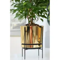 Loft Plantenbak met metalen standaard & schotel - Ø12cm