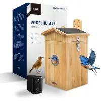BOME Vogelhuisje met Camera en Audio - Vogelhuisjes Hangend - Hout - Nestkastje - Dubbel zonnepaneel