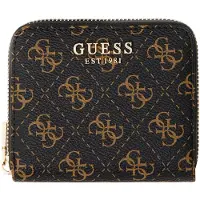GUESS portemonnee Laurel II SLG Small Zip Around Wallet Brown Logo donkerbruin
