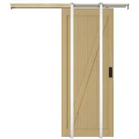 Vente-unique Hangende schuifdeur van hout en mdf - Licht naturel - H205 x L73 cm - BALERMA