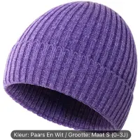 Beanie kinder winter muts paars maat s (0-3) jaar