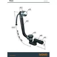 Hotbath Mate P033 badafvoer verlengd met overloop en vulcombinatie tuscan bronze