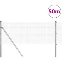 vidaXL gelast draadhek met grondbevestiging 50 x 0,6 m Zilverkleurig