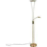 LINDBY LED-uplighter vloerlamp Eda, dimbaar, messing / goud, Woon-/ Eetkamer, metaal, Modern, LED vloerlamp