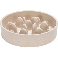 Designed By Lotte Pom Antischrokbak Kat - Slowfeeder kat - Voerbak - Vaatwasserbestendig - Bamboe - Beige - 410 ml