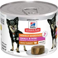 Hill's Pet Nutrition Adult Perfect Digestion Small & Mini nat hondenvoer met kalkoen (mousse) blik 12 x 200 g