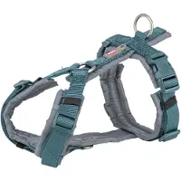Trixie hondentuig premium trekking petrol blauw/ grafiet grijs 44-53x2 cm