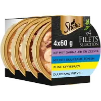 Mars Nederland B.v. Sheba Filets Selection - Assortiment Filets voor Chat Adulte 4x60 g Voeding
