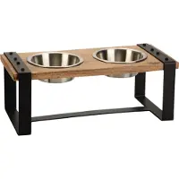 Designed By Lotte Karinto Voerbak Hond - Dinerset - Eetbak/Drinkbak Hond - Hout/metaal - 2x1300ml - Size L