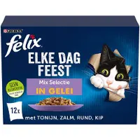 Felix Kattenvoer Nat in Gelei Elke Dag Feest Mix Selectie 12 x 85 gr
