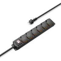 Hama Stekkerdoos - 6-voudig - 2m kabel - voor buiten IP44 - Zwart