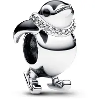 Pandora Zilveren bedel - - Skileraar pinguïn - Zwart - Vrouw - Winter