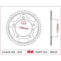 Rk 6835 530 Achtertandwiel