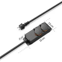 Hama Steckdosenleiste, 2-fach, für außen IP44, Wandmontage, 2 m, Schwarz