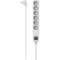 Hama Stekkerdoos met schakelaar - 6-voudig - 3m kabel - met overspanningsbeveiliging - Wit