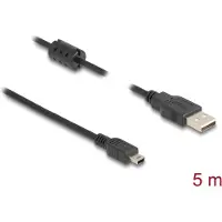 DeLOCK 84916 USB-kabel USB 2.0 USB-A stekker, USB-mini-B stekker 5.00 m Zwart Met Ferrietkern