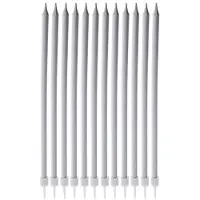 Party Deco - Taartkaarsen - Zilver - 14,5 cm - Set van 12