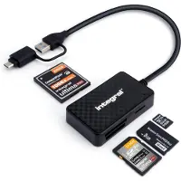 Integral Kaartlezer USB-A Male USB-C Male 0,3 m Zwart