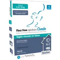 Flea Free Spot-on Combo Anti Vlooien en Teken Druppels Hond 2-10 kg 4 pipetten