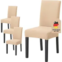 Intirilife 4x elastische stoelhoes in crème met 38 - 45 cm zitting en 45 - 65 cm rugleuninghoogte stoelbekleding