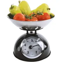 Orion - Mechanische Keukenweegschaal - 5 kg - Roestvrij Staal - Zwart