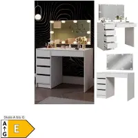 Vicco Kaptafel Thalia Wit 100 cm met spiegel en LED-lichtslinger, Model 41531