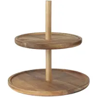 Home Deco Factory Etagere - 2 laags - D20/25 cm - acacia hout - serveertoren - dienblad - serveerplanken