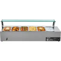 Vevor Commerciële Voedselverwarmer met 6 Bakjes (5 Qt / 1/3 Grootte Elk)