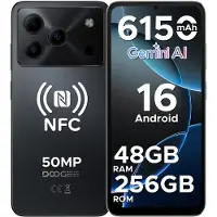 Doogee Note 56 Plus - Smartphone - Telefoon - 48 GB RAM+ 256 GB ROM (2TB/TF) - 50 MP camera - 6150 mAh/18W - 6.56 inch 90Hz - Gemini AI - Widevine L1 - NFC - Face ID - Vingerafdruk - GPS - Zwart