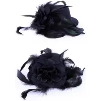 Partyxplosion Mini hoedje haarclip flower (zwart)