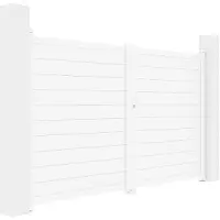 Vente-unique Elektrische draaipoort van aluminium L305 x H181 cm wit - NAZARIO