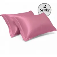 Beauty Silk - Kussenslopen - 60x70 - 2 stuks - Glans Satijn - Flamingo Roze